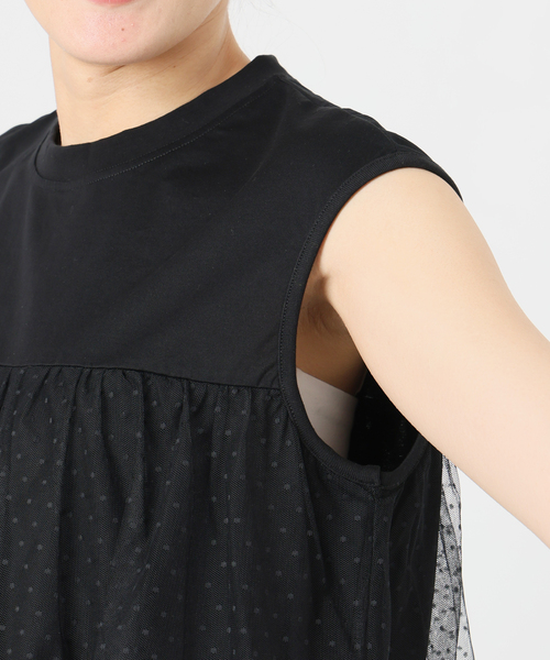 Spick & Span（スピックアンドスパン）の「《一部店舗+WEB限定 / 》ドットチュールティアードTシャツ（Tシャツ/カットソー・レディース・ブラック/ホワイト・FREE）」の14枚目の写真