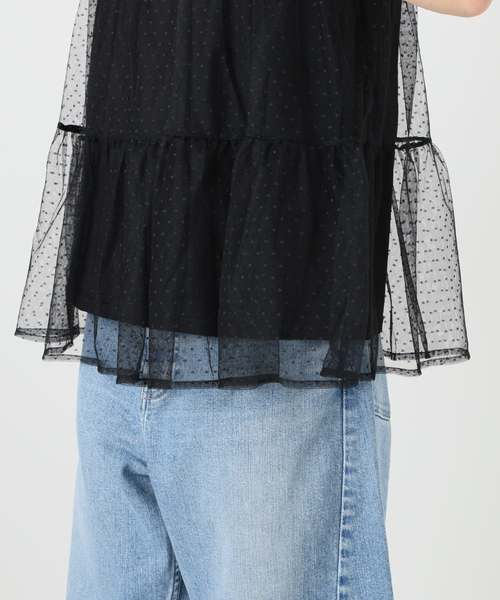 Spick & Span（スピックアンドスパン）の「《一部店舗+WEB限定 / 》ドットチュールティアードTシャツ（Tシャツ/カットソー・レディース・ブラック/ホワイト・FREE）」の15枚目の写真