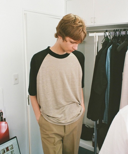 MATSUFUJI（マツフジ）の「【MATSUFUJI/マツフジ】Linen Raglan Sleeve shirt（Tシャツ/カットソー・メンズ・ブラック・3/2）」の3枚目の写真