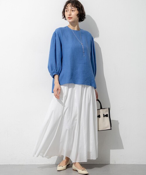 23区 S（ニジュウサンクチイサイサイズ）の「LIBECOリネン ボリュームスリーブ ブラウス（シャツ/ブラウス・レディース・スカイブルー系1/ブルー系/ピンク系1/オレンジ系・32）」の12枚目の写真