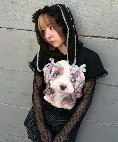 Candy Stripper(キャンディストリッパー)の「BUNNY EARS LACY トップス(Tシャツ/カットソー・レディース・ブラック/オフホワイト/ベージュ・FREE)」の16枚目の写真