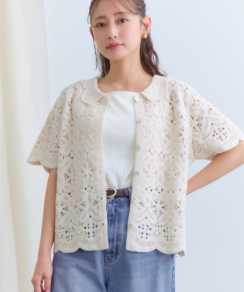 COHINA(コヒナ)の「クロシェトップス 【低身長・小柄女性】(ニット/セーター・レディース・ブラック/ホワイト/ベージュ・ONE SIZE)」の2枚目の写真
