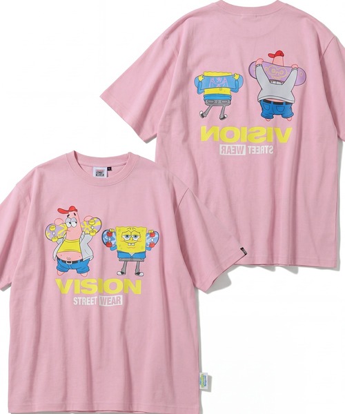 VISION STREET WEAR(ヴィジョンストリートウェア)の「【VISION STREET WEAR/ヴィジョンストリートウェア】×【SpongeBob/スポンジボブ】グラフィックプリント半袖アートワークTシャツ(Tシャツ/カットソー・メンズ・サックスブルー系1/イエロー系1/ピンク系1/ブラック系1/ホワイト系1/ホワイト系2/ブラック系2・S/M/L/LL)」の7枚目の写真