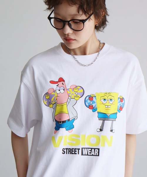 VISION STREET WEAR(ヴィジョンストリートウェア)の「【VISION STREET WEAR/ヴィジョンストリートウェア】×【SpongeBob/スポンジボブ】グラフィックプリント半袖アートワークTシャツ(Tシャツ/カットソー・メンズ・サックスブルー系1/イエロー系1/ピンク系1/ブラック系1/ホワイト系1/ホワイト系2/ブラック系2・S/M/L/LL)」の10枚目の写真