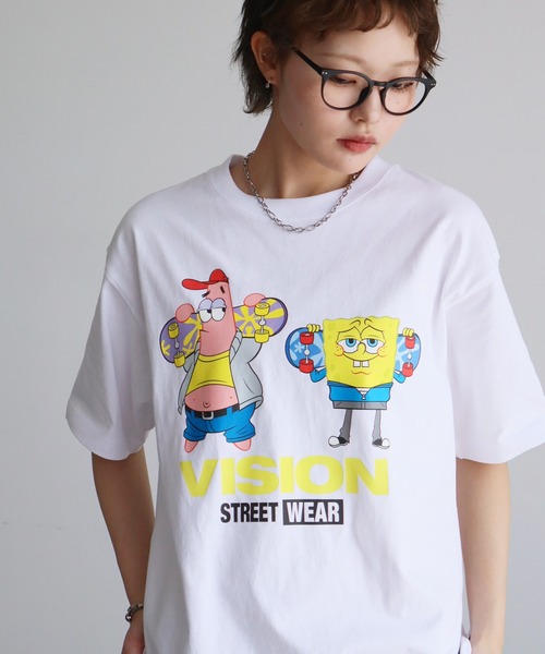 VISION STREET WEAR(ヴィジョンストリートウェア)の「【VISION STREET WEAR/ヴィジョンストリートウェア】×【SpongeBob/スポンジボブ】グラフィックプリント半袖アートワークTシャツ(Tシャツ/カットソー・メンズ・サックスブルー系1/イエロー系1/ピンク系1/ブラック系1/ホワイト系1/ホワイト系2/ブラック系2・S/M/L/LL)」の8枚目の写真