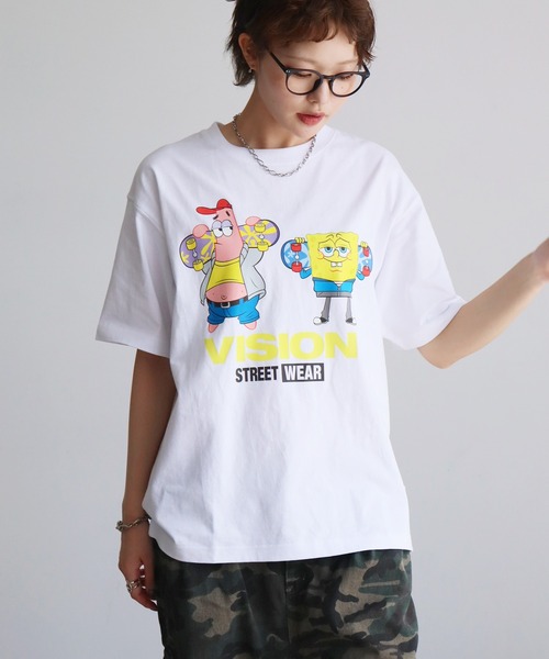 VISION STREET WEAR(ヴィジョンストリートウェア)の「【VISION STREET WEAR/ヴィジョンストリートウェア】×【SpongeBob/スポンジボブ】グラフィックプリント半袖アートワークTシャツ(Tシャツ/カットソー・メンズ・サックスブルー系1/イエロー系1/ピンク系1/ブラック系1/ホワイト系1/ホワイト系2/ブラック系2・S/M/L/LL)」の9枚目の写真
