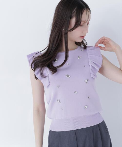 NATURAL BEAUTY BASIC(ナチュラルビューティーベーシック)の「ハートモチーフビジューニット(ニット/セーター・レディース・ラベンダー/ネイビー/オフホワイト・フリ-)」の17枚目の写真