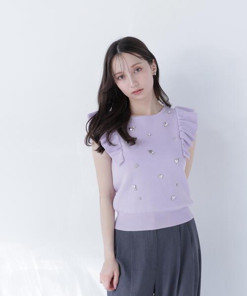 NATURAL BEAUTY BASIC(ナチュラルビューティーベーシック)の「ハートモチーフビジューニット(ニット/セーター・レディース・ラベンダー/ネイビー/オフホワイト・フリ-)」の19枚目の写真