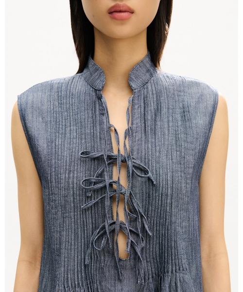 KENZO（ケンゾー）の「ショート ドレス イン ウォッシュド ミックス リネン デニム（ワンピース・レディース・ブルー系その他・SMALL/MEDIUM）」の3枚目の写真