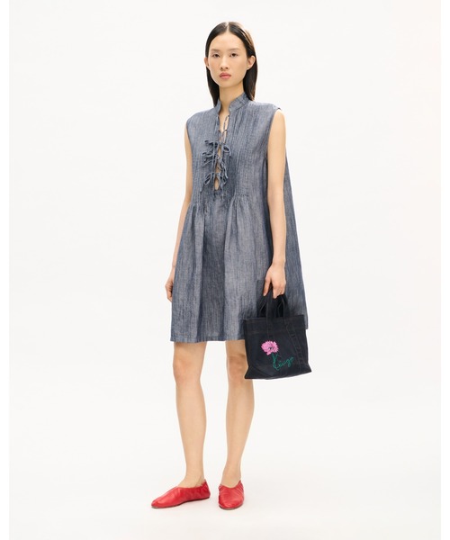 KENZO（ケンゾー）の「ショート ドレス イン ウォッシュド ミックス リネン デニム（ワンピース・レディース・ブルー系その他・SMALL/MEDIUM）」の5枚目の写真