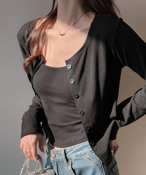Forcement(フォースメント)の「さらっと羽織れて着まわしやすい、ベーシックなクルーネックUVカットカーデ夏服(カーディガン/ボレロ・レディース・ホワイト/ブラック/クリーム・FREE)」の2枚目の写真