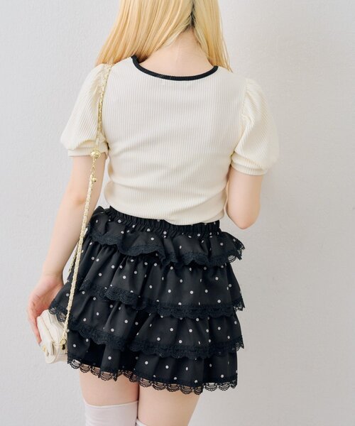 continuer de NICE CLAUP(コンティニューデナイスクラップ)の「胸リボンテレコTOPS(Tシャツ/カットソー・レディース・ピンク/ブラック/オフホワイト/その他12・FREE)」の7枚目の写真