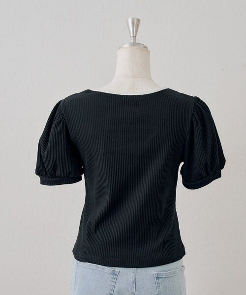 continuer de NICE CLAUP(コンティニューデナイスクラップ)の「胸リボンテレコTOPS(Tシャツ/カットソー・レディース・ピンク/ブラック/オフホワイト/その他12・FREE)」の10枚目の写真