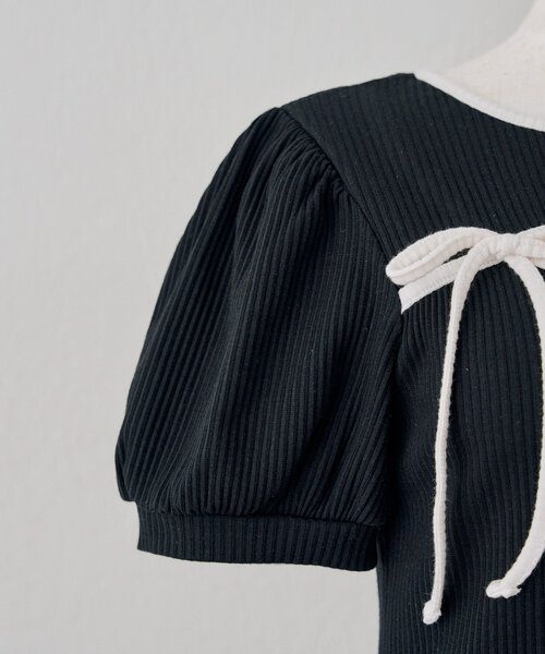 continuer de NICE CLAUP(コンティニューデナイスクラップ)の「胸リボンテレコTOPS(Tシャツ/カットソー・レディース・ピンク/ブラック/オフホワイト/その他12・FREE)」の11枚目の写真