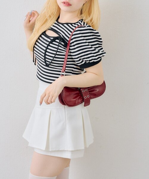 continuer de NICE CLAUP(コンティニューデナイスクラップ)の「胸リボンテレコTOPS(Tシャツ/カットソー・レディース・ピンク/ブラック/オフホワイト/その他12・FREE)」の17枚目の写真