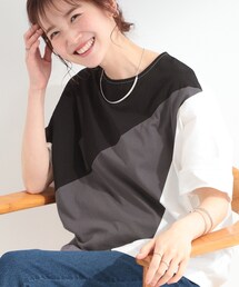 SHOO・LA・RUE | 【S-LL/洗濯機可】インしないで着られる ななめ3段切り替えトップス(Tシャツ/カットソー)