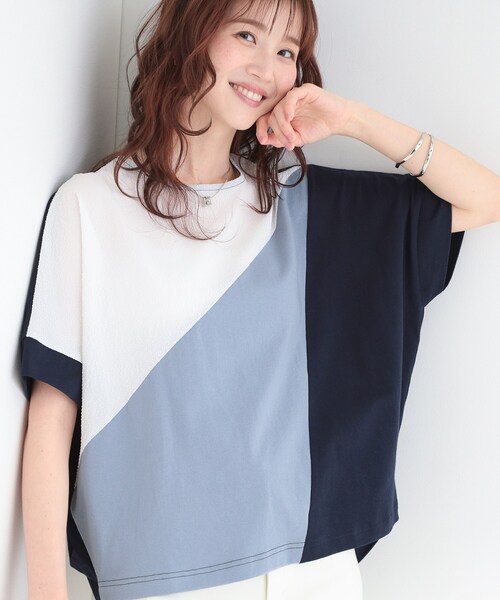 SHOO・LA・RUE(シューラルー)の「【S-LL/洗濯機可】インしないで着られる ななめ3段切り替えトップス(Tシャツ/カットソー・レディース・ブラック系4/ブラウン系その他5/ネイビー系4・01/02/03/04)」の3枚目の写真