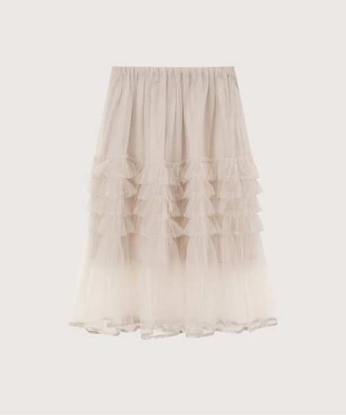 LA POMME petit（ラポミ・プチ）の「Layered Mesh Skirt（スカート・レディース・グレー/ブラック/アイボリー/ブルー・FREE）」の3枚目の写真