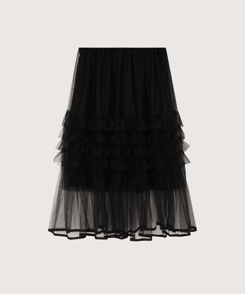 LA POMME petit（ラポミ・プチ）の「Layered Mesh Skirt（スカート・レディース・グレー/ブラック/アイボリー/ブルー・FREE）」の2枚目の写真