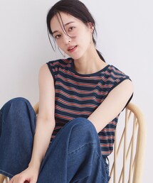 OPAQUE.CLIP | マルチボーダーアソート ノースリーブTシャツ【洗濯機OK】(Tシャツ/カットソー)