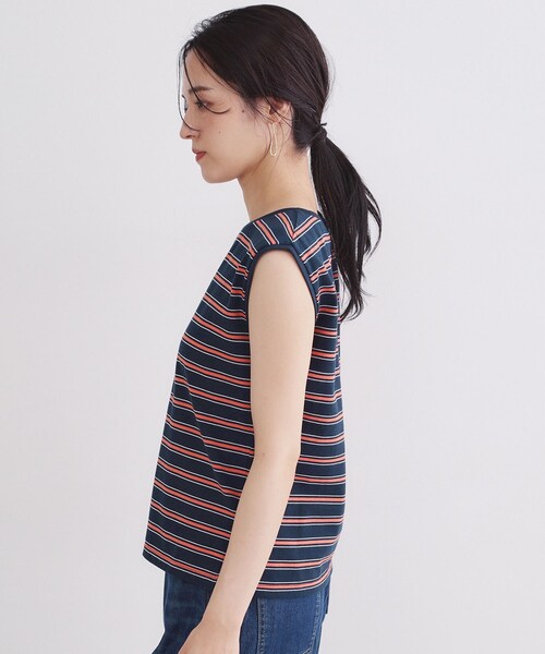 OPAQUE.CLIP(オペークドットクリップ)の「マルチボーダーアソート ノースリーブTシャツ【洗濯機OK】(Tシャツ/カットソー・レディース・ブラック/ホワイト/ネイビー系2・38/40)」の17枚目の写真