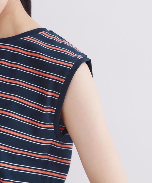 OPAQUE.CLIP(オペークドットクリップ)の「マルチボーダーアソート ノースリーブTシャツ【洗濯機OK】(Tシャツ/カットソー・レディース・ブラック/ホワイト/ネイビー系2・38/40)」の20枚目の写真