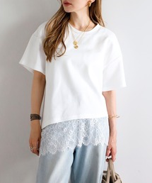 WEB限定】レース×オーガンジーフリルプルオーバー（Tシャツ/カットソー