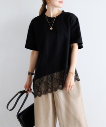 アシメレースドッキング半袖Tシャツ