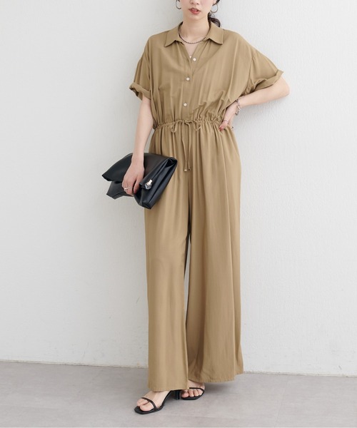LARUTA(ラルータ)の「【LARUTA】開襟オールインワン(つなぎ/オールインワン・レディース・キャメル/ブラック・MEDIUM)」の20枚目の写真