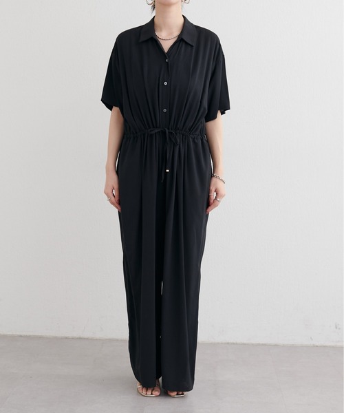 LARUTA(ラルータ)の「【LARUTA】開襟オールインワン(つなぎ/オールインワン・レディース・キャメル/ブラック・MEDIUM)」の14枚目の写真