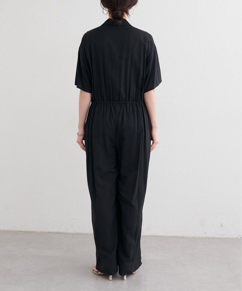 LARUTA(ラルータ)の「【LARUTA】開襟オールインワン(つなぎ/オールインワン・レディース・キャメル/ブラック・MEDIUM)」の9枚目の写真