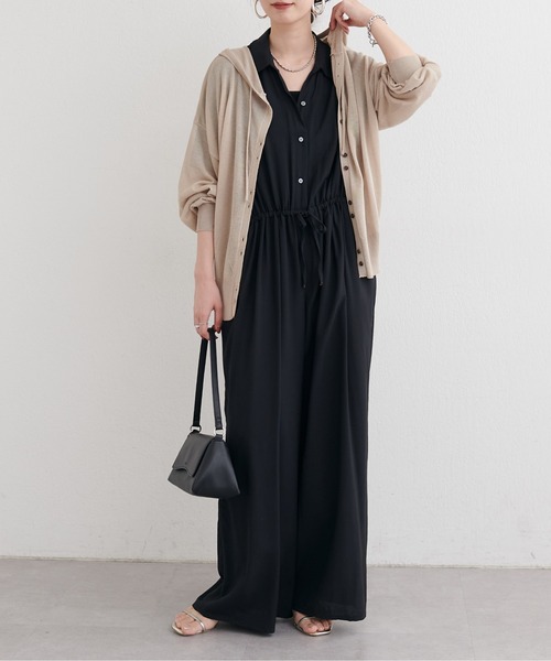 LARUTA(ラルータ)の「【LARUTA】開襟オールインワン(つなぎ/オールインワン・レディース・キャメル/ブラック・MEDIUM)」の16枚目の写真