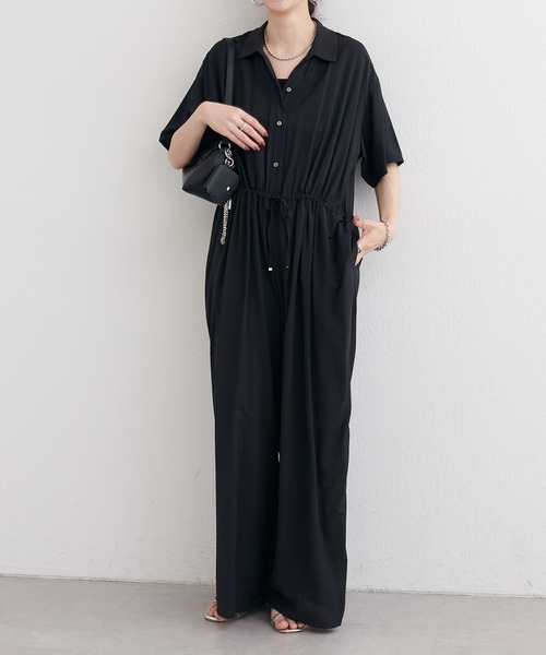 LARUTA(ラルータ)の「【LARUTA】開襟オールインワン(つなぎ/オールインワン・レディース・キャメル/ブラック・MEDIUM)」の21枚目の写真
