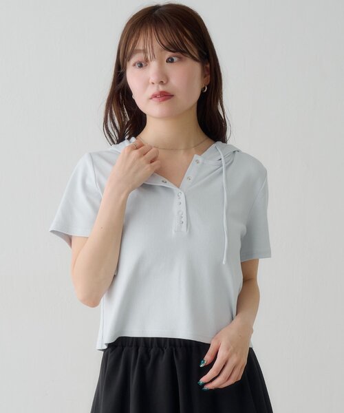 Kastane(カスタネ)の「【WEB先行】スタッズフードTEE(パーカー・レディース・ホワイト/グレー/サックスブルー・FREE)」の20枚目の写真
