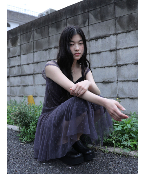 UGLY SHADOW（アグリーシャドウ）の「FLOWER MESH DRESS(CHARCOAL)（ワンピース・レディース・その他・FREE）」の3枚目の写真