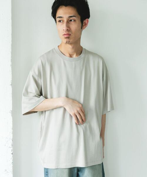 URBAN RESEARCH DOORS(アーバンリサーチドアーズ)の「コットンレーヨンクルーネック ショートスリーブ Tシャツ(Tシャツ/カットソー・メンズ・ブラウン/ライトブルー/ベージュ・LARGE/MEDIUM)」の4枚目の写真