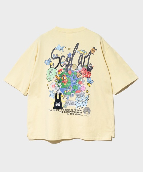ScoLar(スカラー)の「ScoLar/スカラー ワールド柄 ポケットTEE(Tシャツ/カットソー・レディース・ホワイト/イエロー・FREE)」の2枚目の写真