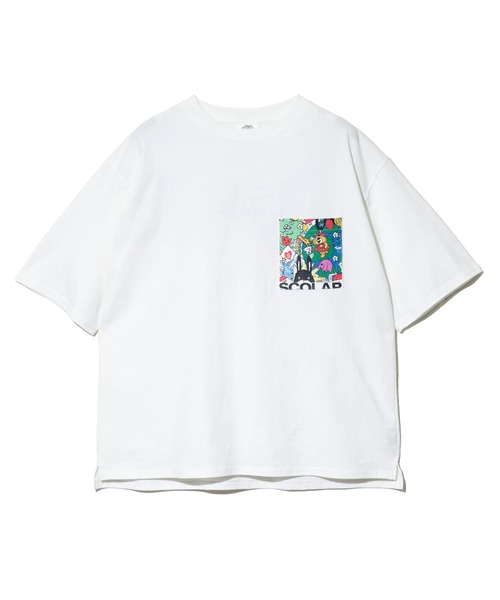 ScoLar(スカラー)の「ScoLar/スカラー ワールド柄 ポケットTEE(Tシャツ/カットソー・レディース・ホワイト/イエロー・FREE)」の3枚目の写真