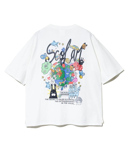 ScoLar(スカラー)の「ScoLar/スカラー ワールド柄 ポケットTEE(Tシャツ/カットソー・レディース・ホワイト/イエロー・FREE)」の4枚目の写真