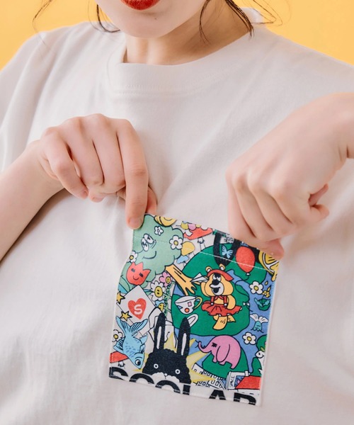ScoLar(スカラー)の「ScoLar/スカラー ワールド柄 ポケットTEE(Tシャツ/カットソー・レディース・ホワイト/イエロー・FREE)」の6枚目の写真