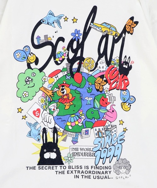 ScoLar(スカラー)の「ScoLar/スカラー ワールド柄 ポケットTEE(Tシャツ/カットソー・レディース・ホワイト/イエロー・FREE)」の5枚目の写真