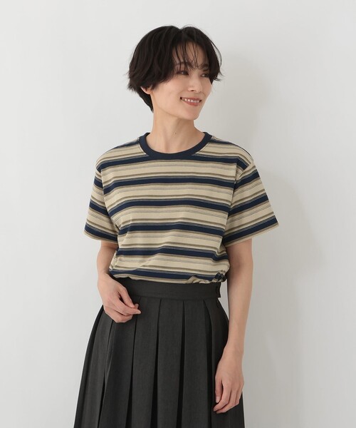 Afternoon Tea(アフタヌーンティー)の「マルチボーダープルオーバー(Tシャツ/カットソー・レディース・ベージュ/アイボリー/ライトブルー・MEDIUM)」の3枚目の写真