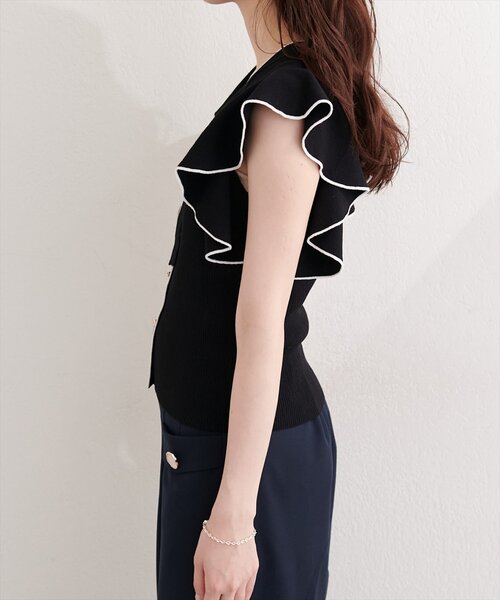 natural couture(ナチュラルクチュール)の「ラッフルボウタイニット(ニット/セーター・レディース・ラベンダー/ブラック/サックスブルー/オフホワイト・FREE)」の15枚目の写真