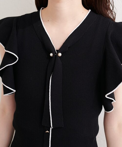 natural couture(ナチュラルクチュール)の「ラッフルボウタイニット(ニット/セーター・レディース・ラベンダー/ブラック/サックスブルー/オフホワイト・FREE)」の18枚目の写真