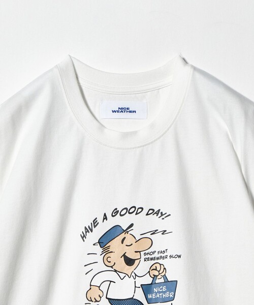 NICE WEATHER(ナイスウェザー)の「<NICE WEATHER>アイコニックプリント Tシャツ(Tシャツ/カットソー・メンズ・イエロー/ホワイト/ネイビー・L/XS/M/S)」の12枚目の写真