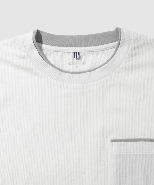 NAVY(ネイビー)の「【SARARI /サラリ】冷感 速乾 フェイクレイヤード ポケット 半袖Tシャツ(Tシャツ/カットソー・メンズ・オフホワイト/ネイビー/ライトグレー/ブラック・S/M/L/XL)」の7枚目の写真