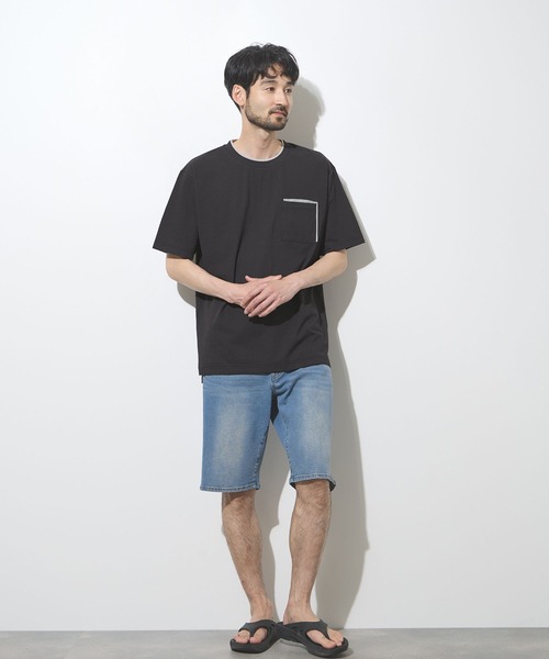 NAVY(ネイビー)の「【SARARI /サラリ】冷感 速乾 フェイクレイヤード ポケット 半袖Tシャツ(Tシャツ/カットソー・メンズ・オフホワイト/ネイビー/ライトグレー/ブラック・S/M/L/XL)」の13枚目の写真