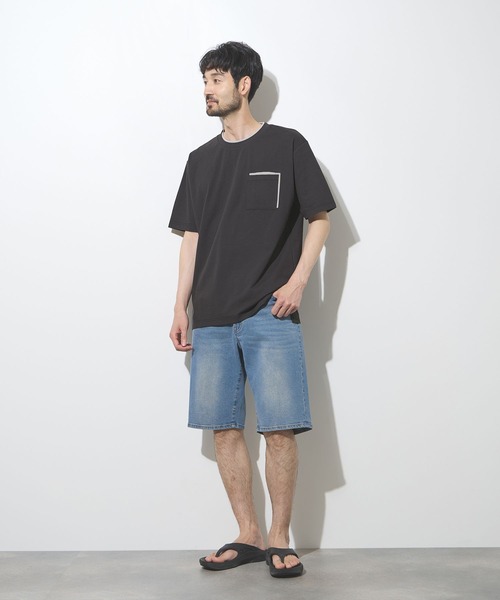 NAVY(ネイビー)の「【SARARI /サラリ】冷感 速乾 フェイクレイヤード ポケット 半袖Tシャツ(Tシャツ/カットソー・メンズ・オフホワイト/ネイビー/ライトグレー/ブラック・S/M/L/XL)」の14枚目の写真