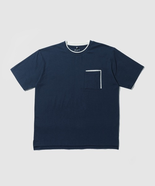 NAVY(ネイビー)の「【SARARI /サラリ】冷感 速乾 フェイクレイヤード ポケット 半袖Tシャツ(Tシャツ/カットソー・メンズ・オフホワイト/ネイビー/ライトグレー/ブラック・S/M/L/XL)」の21枚目の写真