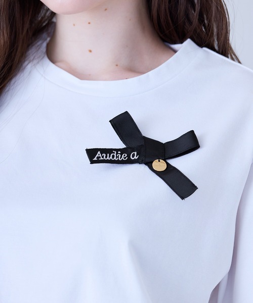 Audie a Muses(オーディアミューズ)の「Audie a Musesロゴ入りリボンカットソー(Tシャツ/カットソー・レディース・オフホワイト/ブラック/ブラウン・38/42)」の16枚目の写真